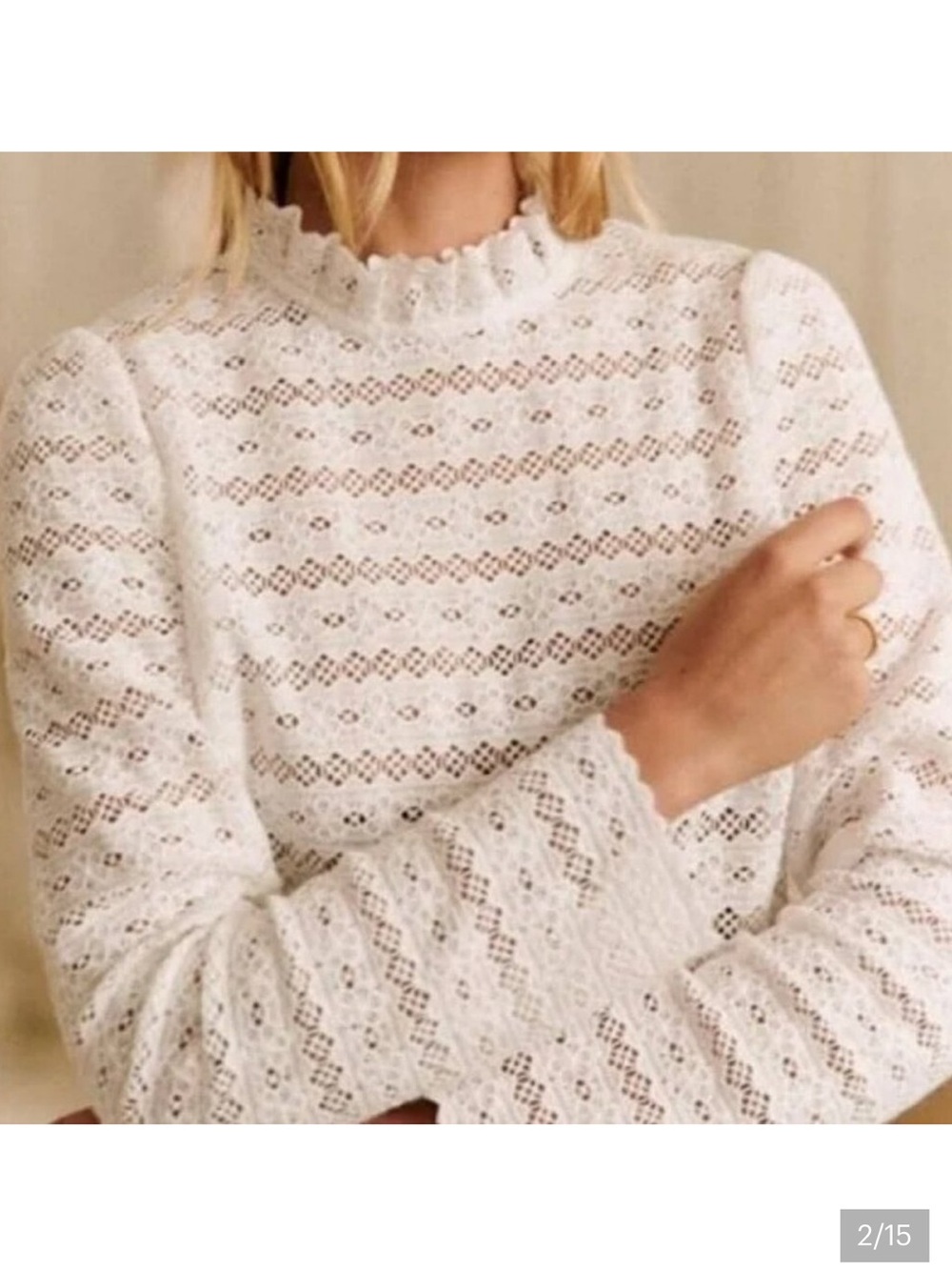 Sezane *NEW* Eglantine Ecru Guipure Blouse Size 40 US 8 - Picture 2 of 7
